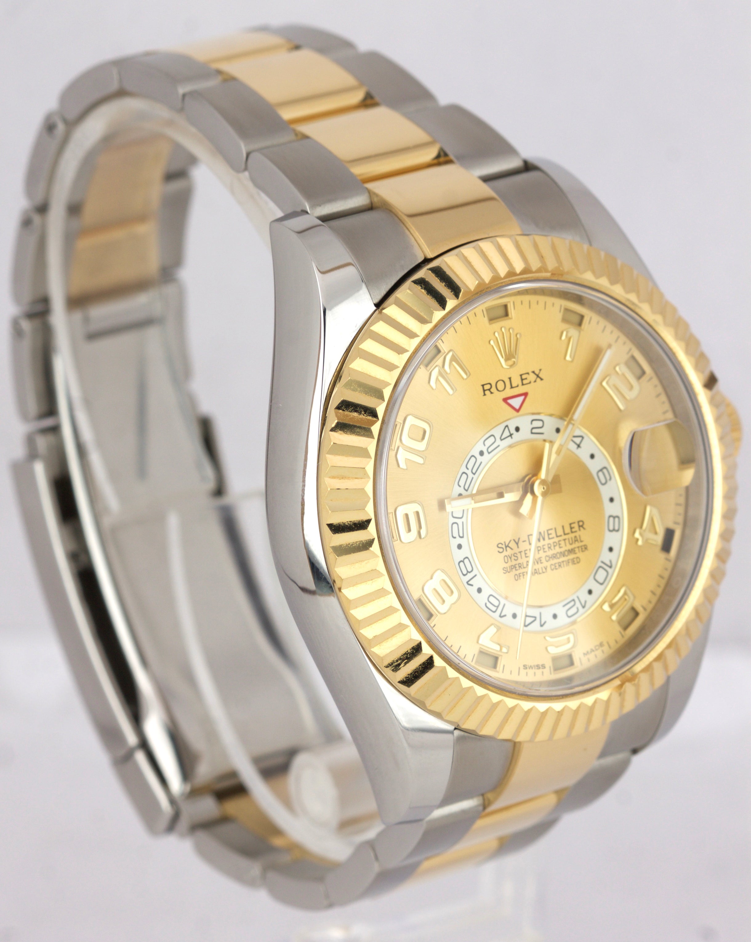 2019 Rolex Sky-Dweller 326933 Champagne 18K Two Tone Gold Stainless 42mm Watch