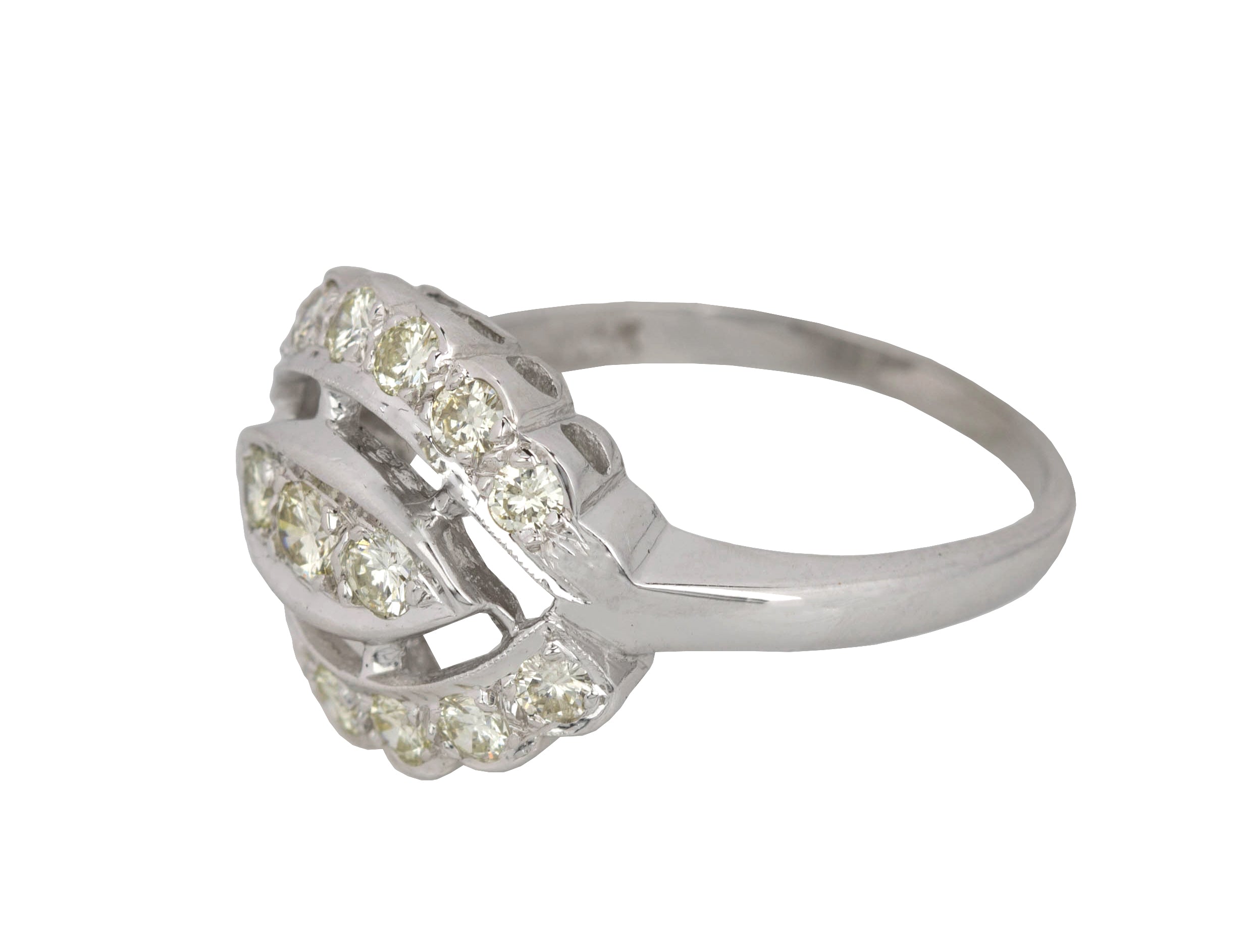 Women's Modernist 14k White Gold 0.80ctw Diamond Ornate Cocktail Ring