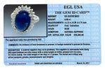 EGL 9.00ct Cabochon Sapphire and Diamond Engagement Ring in Platinum Mounting