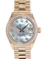 Ladies Rolex DateJust MOP Mother of Pearl Gold Diamond President Watch 279138 Box