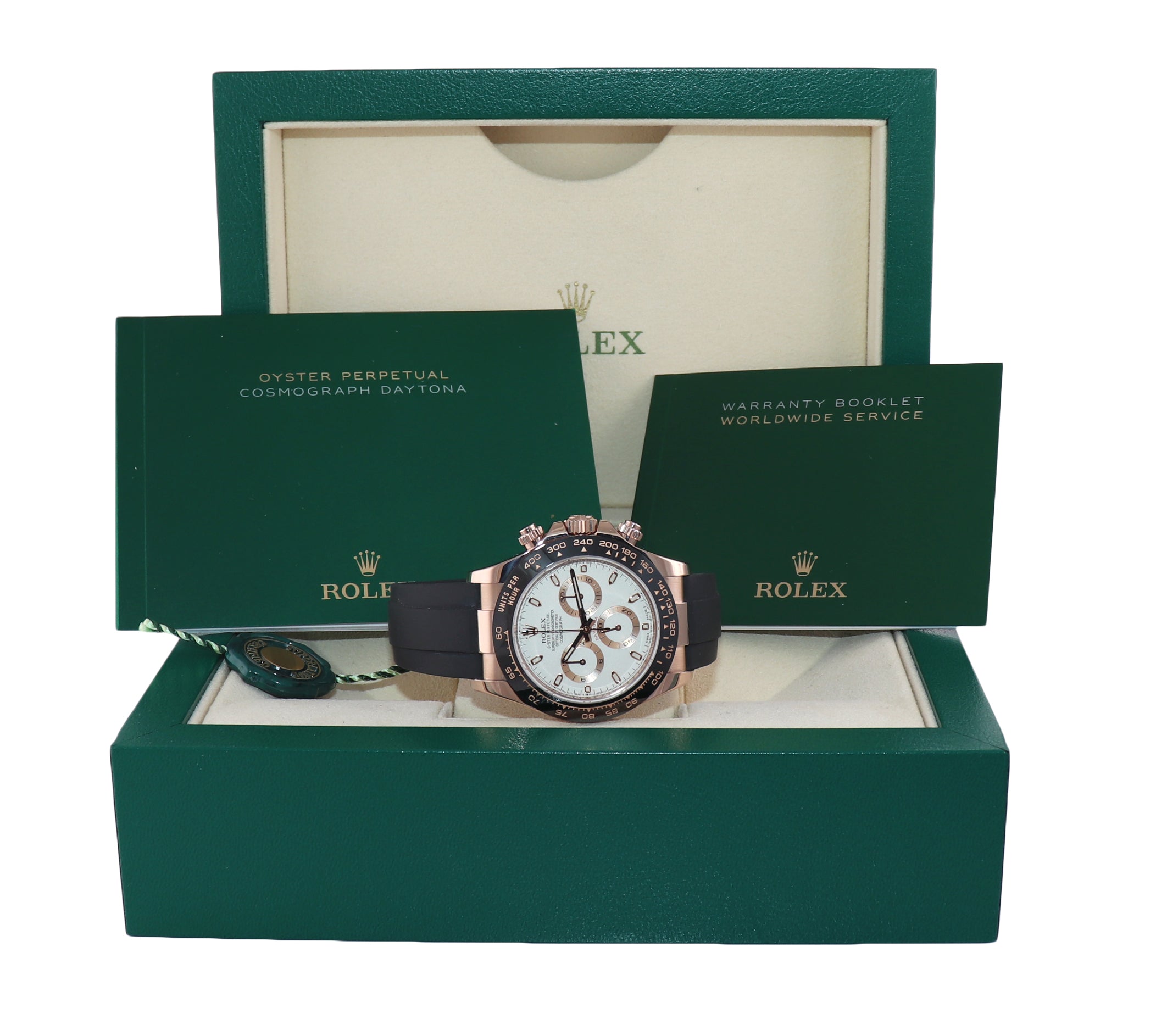 2021 Rolex Daytona Ivory Oysterflex Rubber Ceramic 116515LN  Rose Gold Watch Box