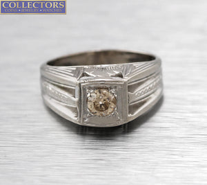 Women's Antique Art Deco 18K White Gold 0.25ct Diamond Solitaire Ring