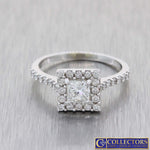 Modern 14k White Gold 1.01ctw Princess Diamond Halo Engagement Ring EGL $4910 G8