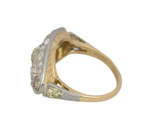 Women's Antique Estate 14K-18K Two-Tone Gold 2.91ctw Diamond Cocktail Ring