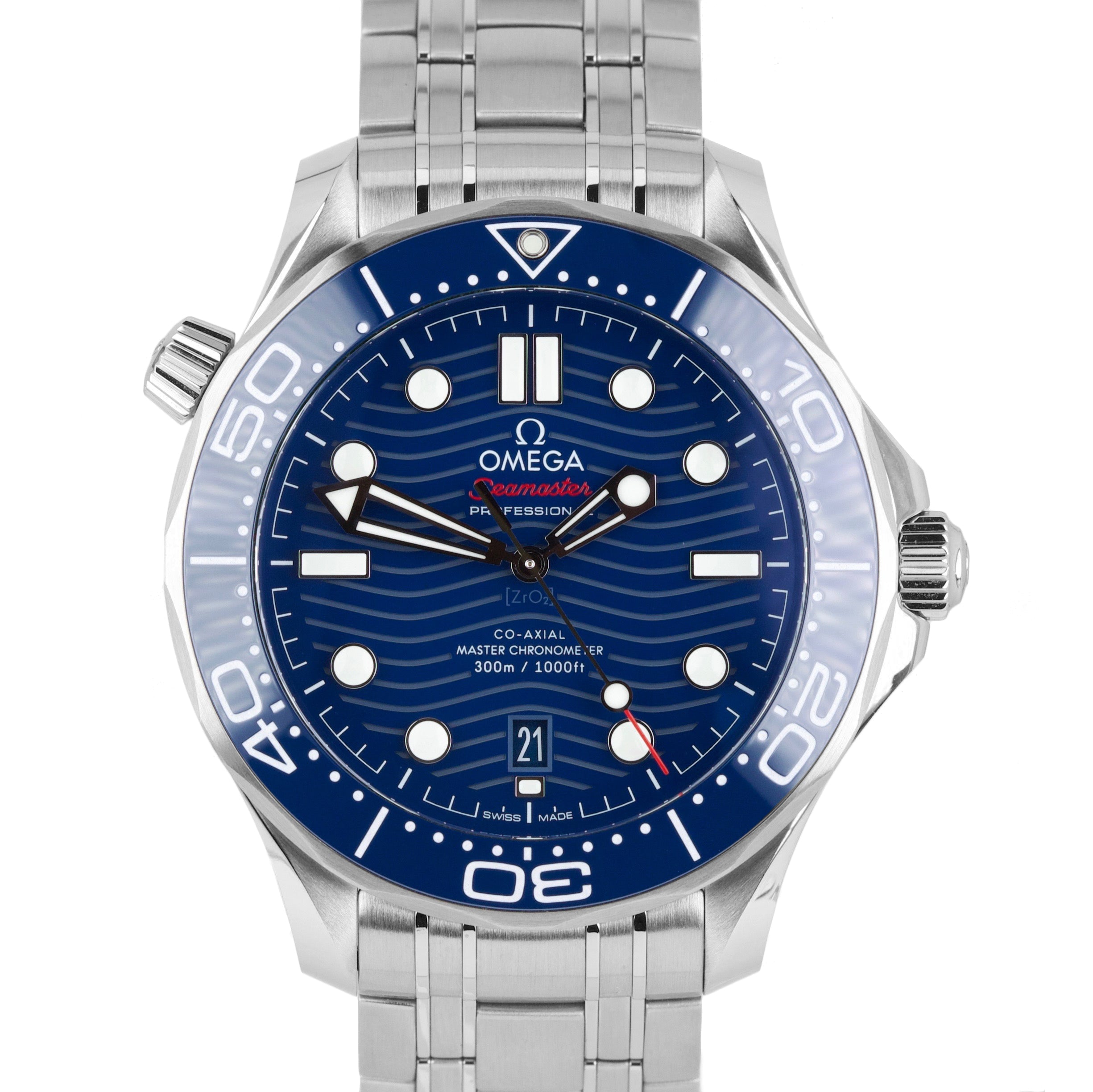 MINT Omega Seamaster Diver 300M 42mm Blue Wave 210.30.42.20.03.001 B+P Watch