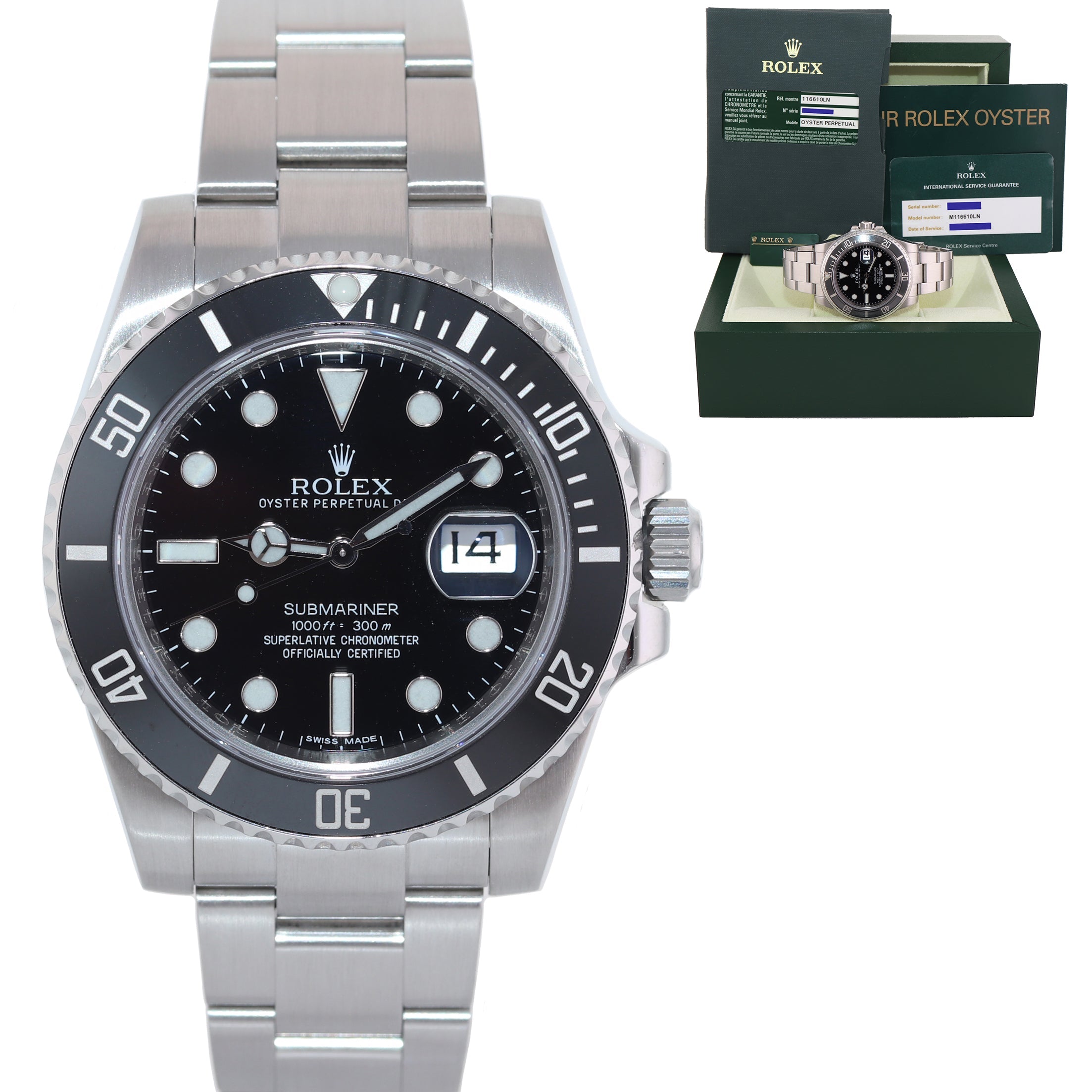 2022 RSC SERVICE PAPERS Rolex Submariner Date Black Watch Box