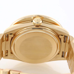 DIAMOND BEZEL Rolex President 36mm 18038 18k Yellow Gold Champagne Diamond Watch