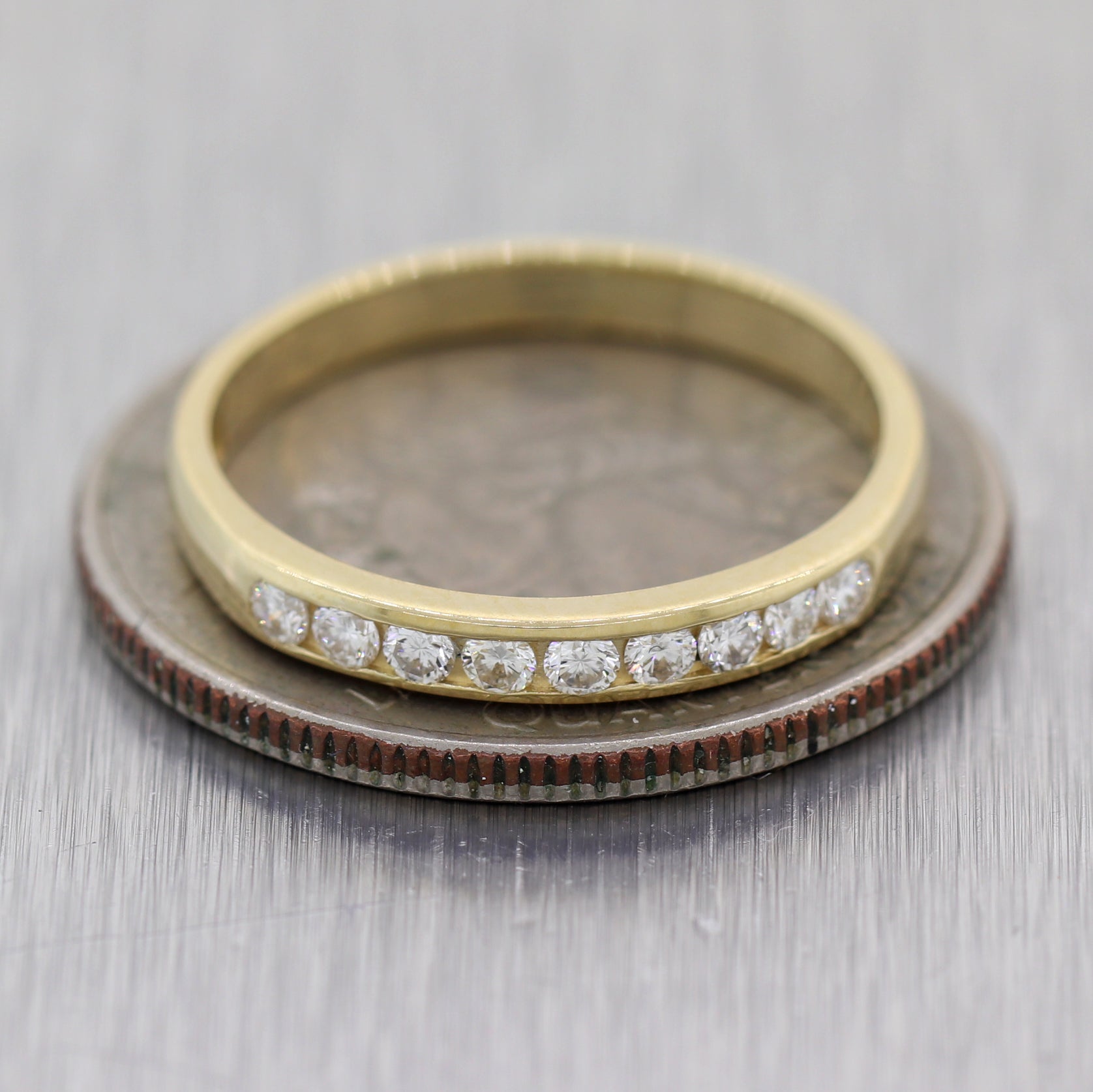 Modern 14k Yellow Gold 0.25ctw Diamond Channel Set Wedding Band Ring