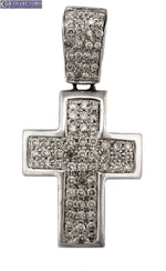 Men's Modern 14K White Gold 1.36ctw Diamond Cross Necklace Pendant 19.0gr