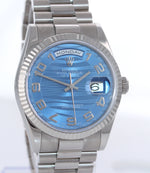 2007 PAPERS Rolex President Day Date 118239 White Gold Blue Wave Arabic Watch