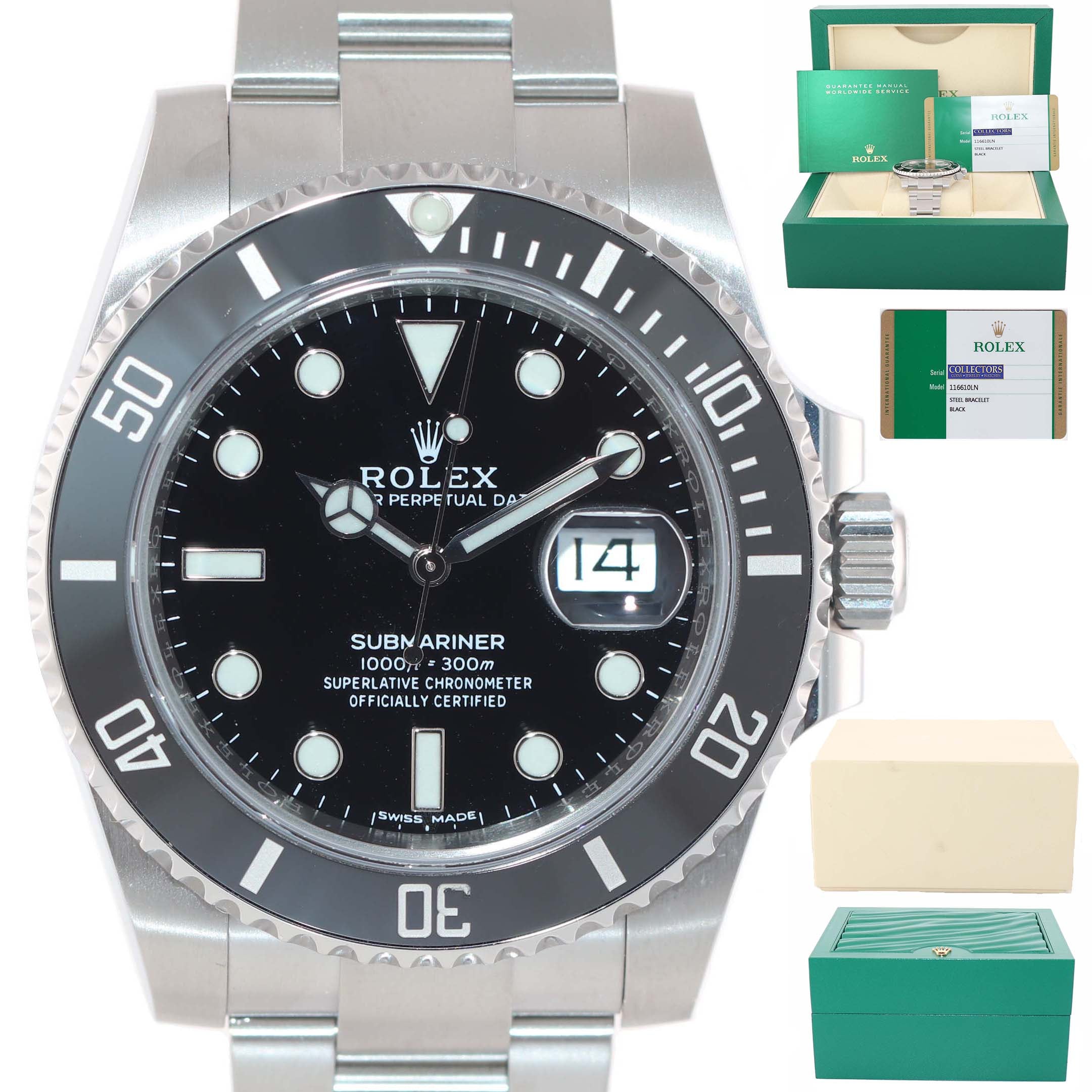 BRAND NEW 2019 PAPERS Rolex Submariner Date 116610 Steel Black Ceramic Watch