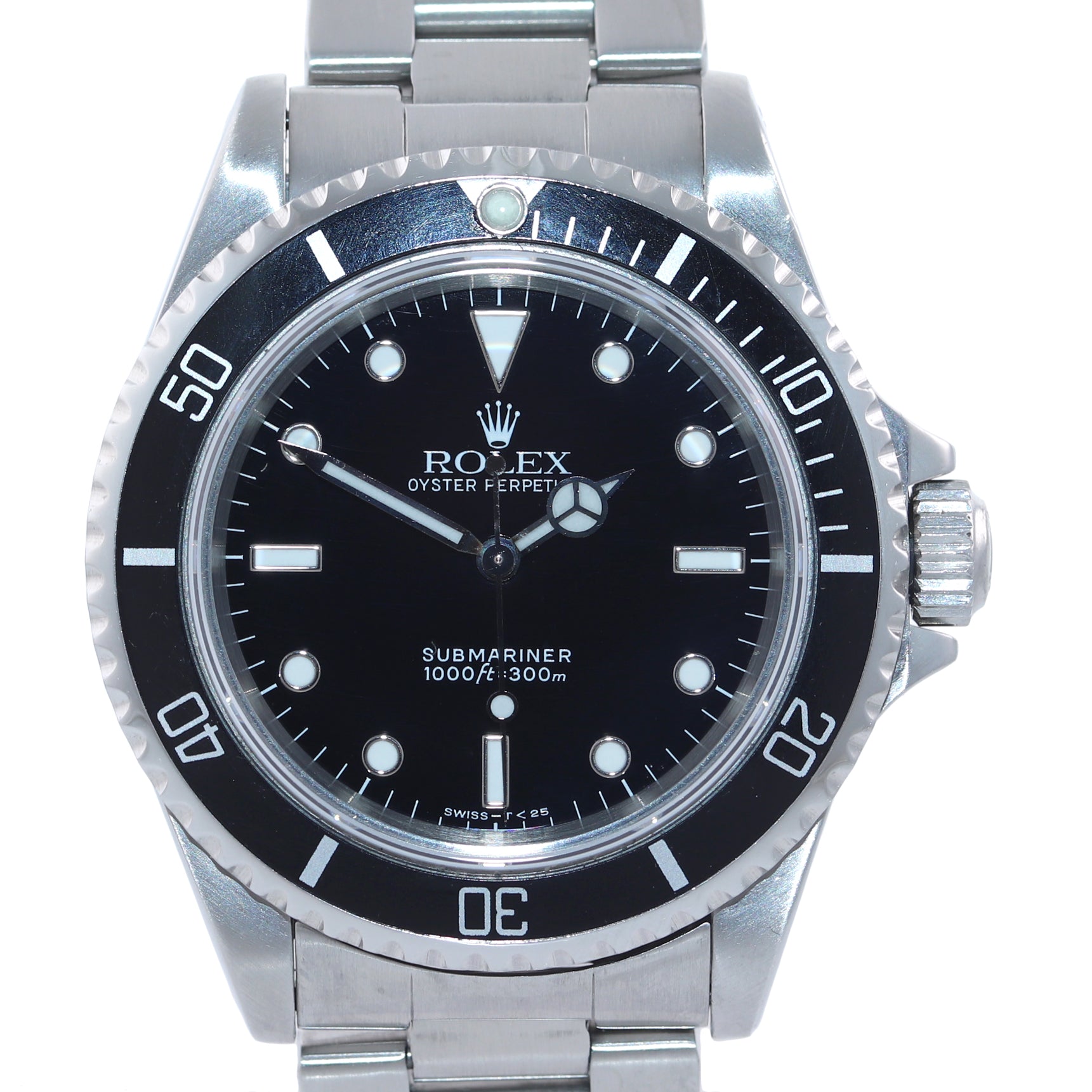 TRITIUM Rolex Submariner No-Date 2 line dial 14060 Steel Black 40mm Watch Box