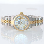 PAPERS Ladies Rolex 67193 Two Tone 18k Gold 26mm MOP Diamond Watch 