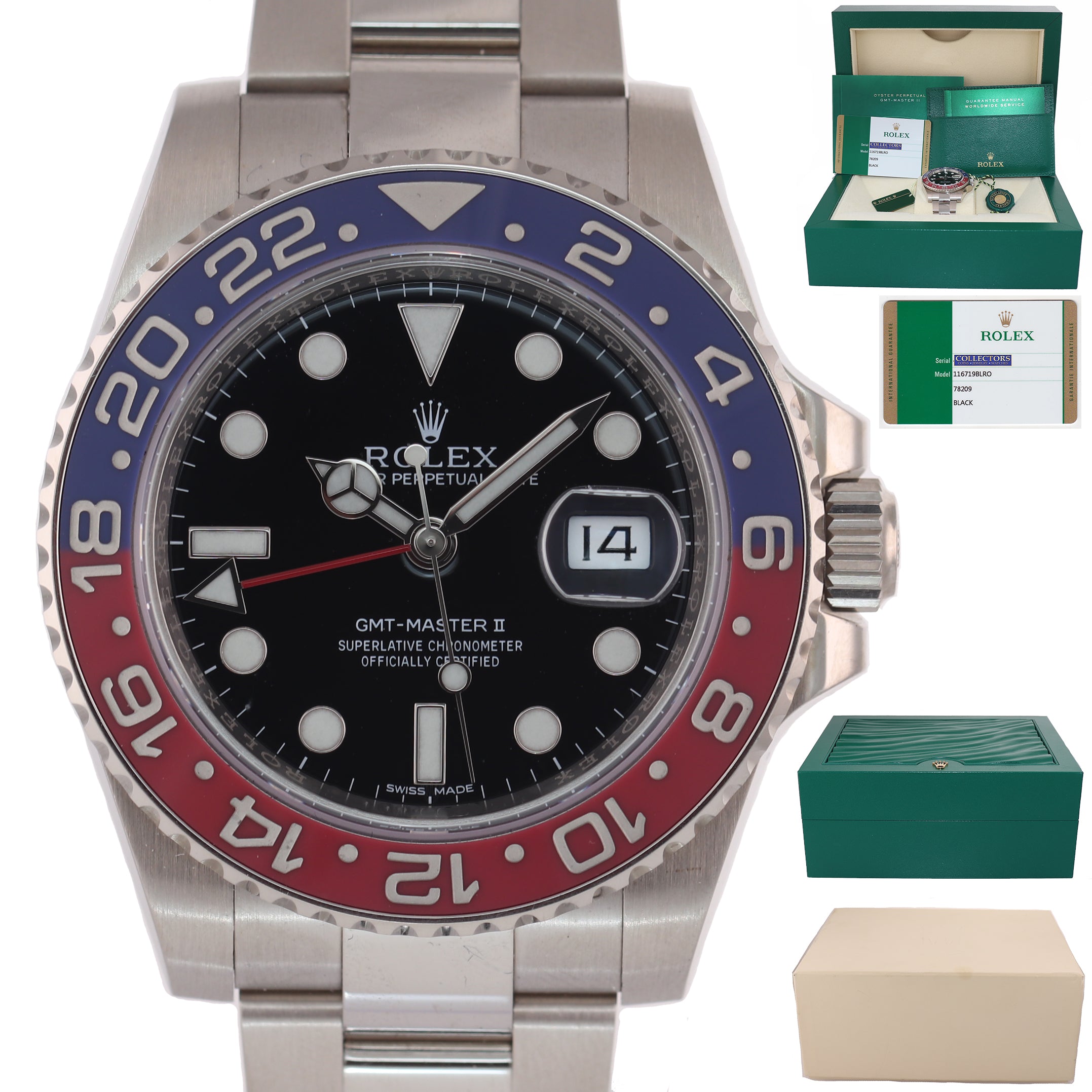 MINT PAPERS Rolex GMT-Master 2 Pepsi 18K White Gold 116719 40mm BLRO Watch Box
