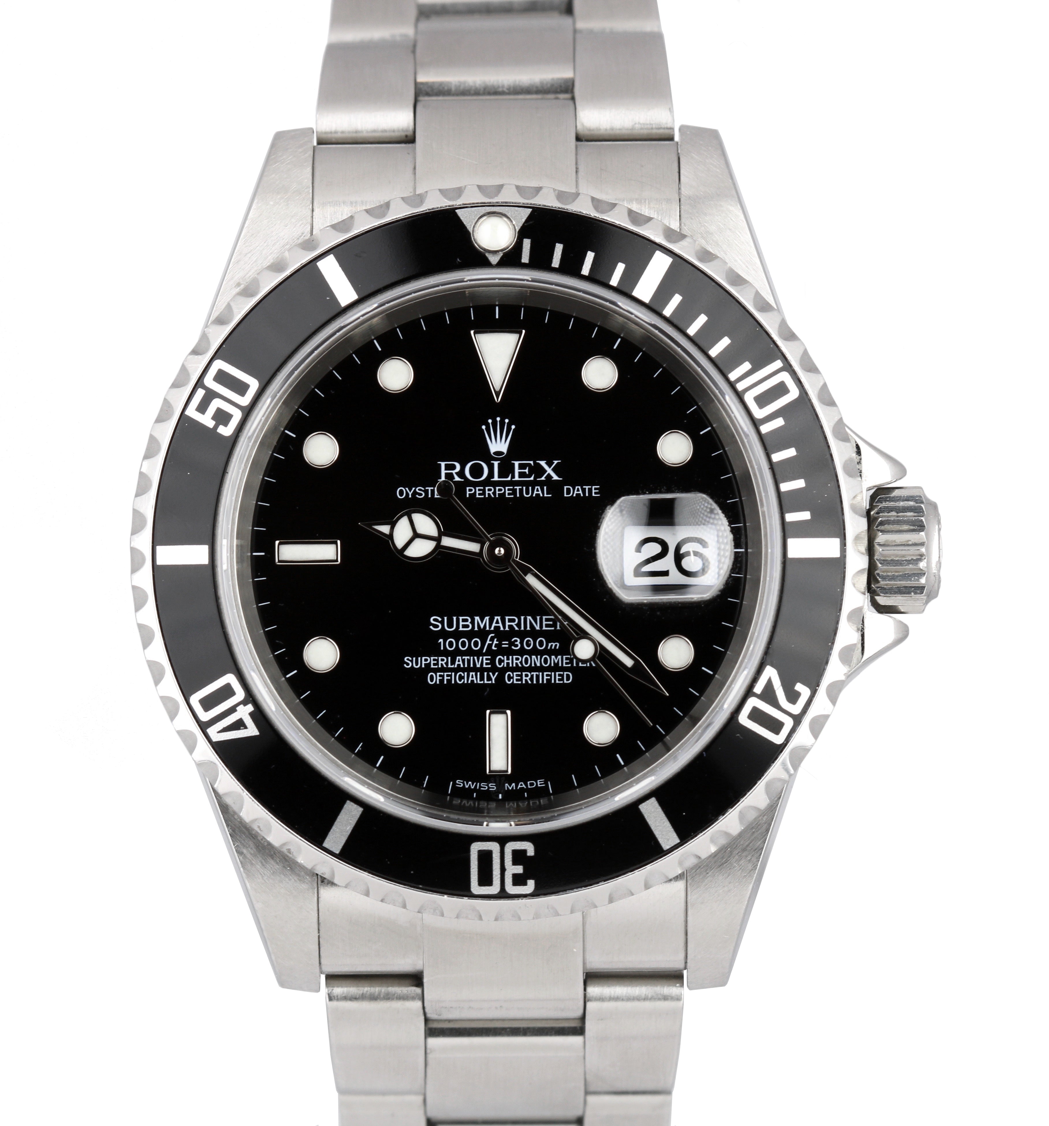 2007 UNPOLISHED Rolex Submariner Date 16610 Z NO HOLES SEL 40mm Black Watch