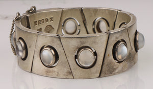 Vintage Antonio Pineda 970 Silver Moonstone Taxco Necklace Earring Bangle Set