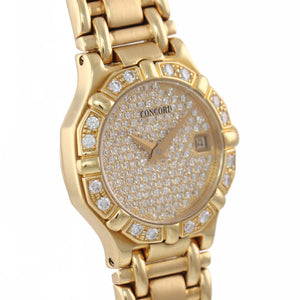 Ladies Concord Saratoga 18k Yellow Gold Diamond Quartz 23mm Watch 51-73-287