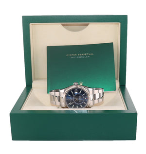 Rolex Sky-Dweller Stainless White Gold BLUE DIAL 42mm 326934 Watch Box