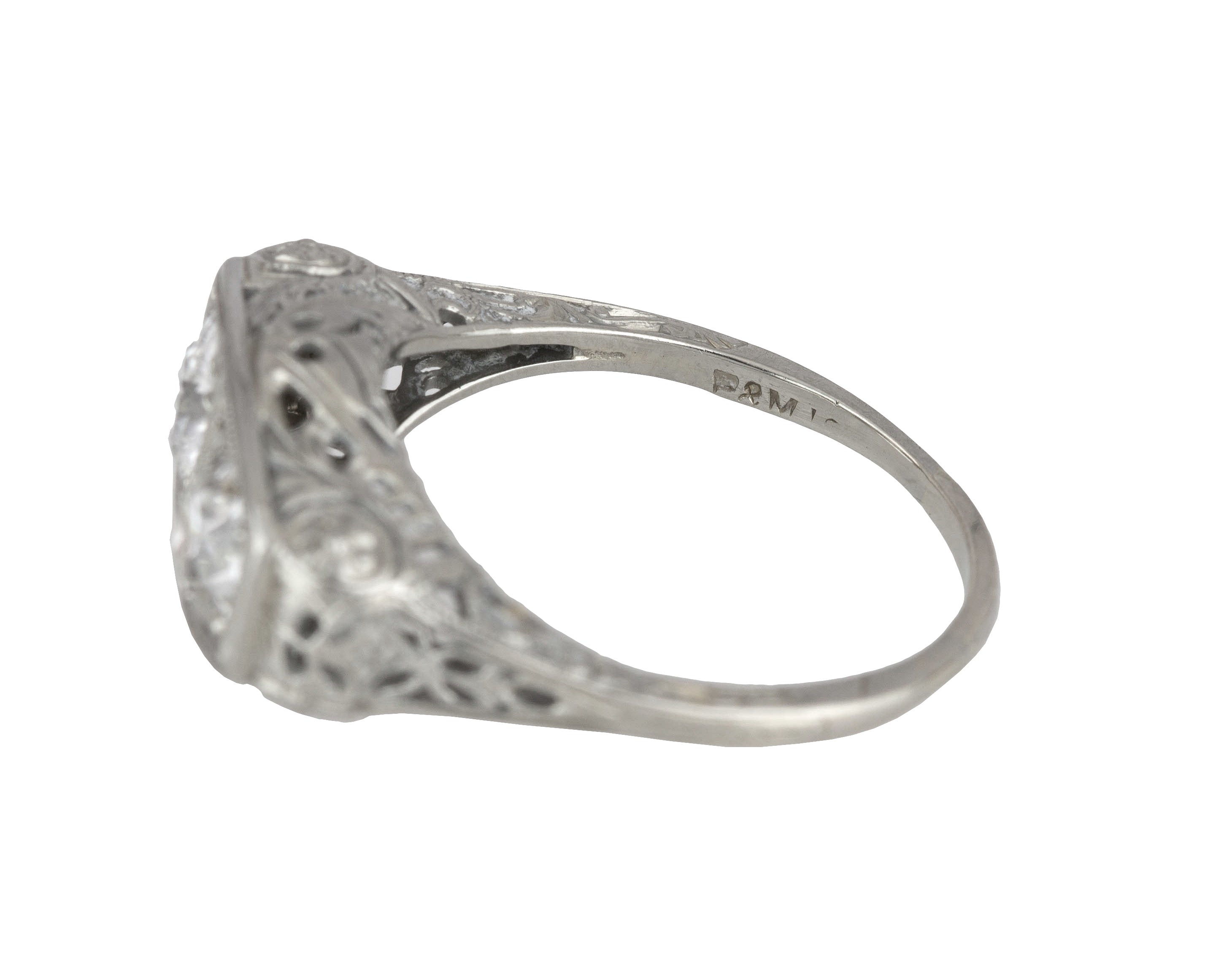 Art Deco White Gold 1.04CTW Old European/Old Mine Cut Diamond Engagement Ring