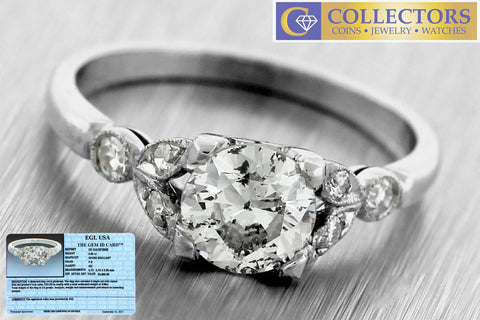 Ladies Vintage Estate Platinum 0.74ctw Diamond Engagement Ring EGL USA