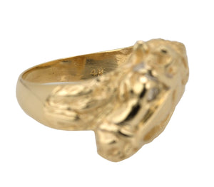 Modern 14k Yellow Gold 0.03ct Diamond Horse Head Equestrian Cocktail Ring