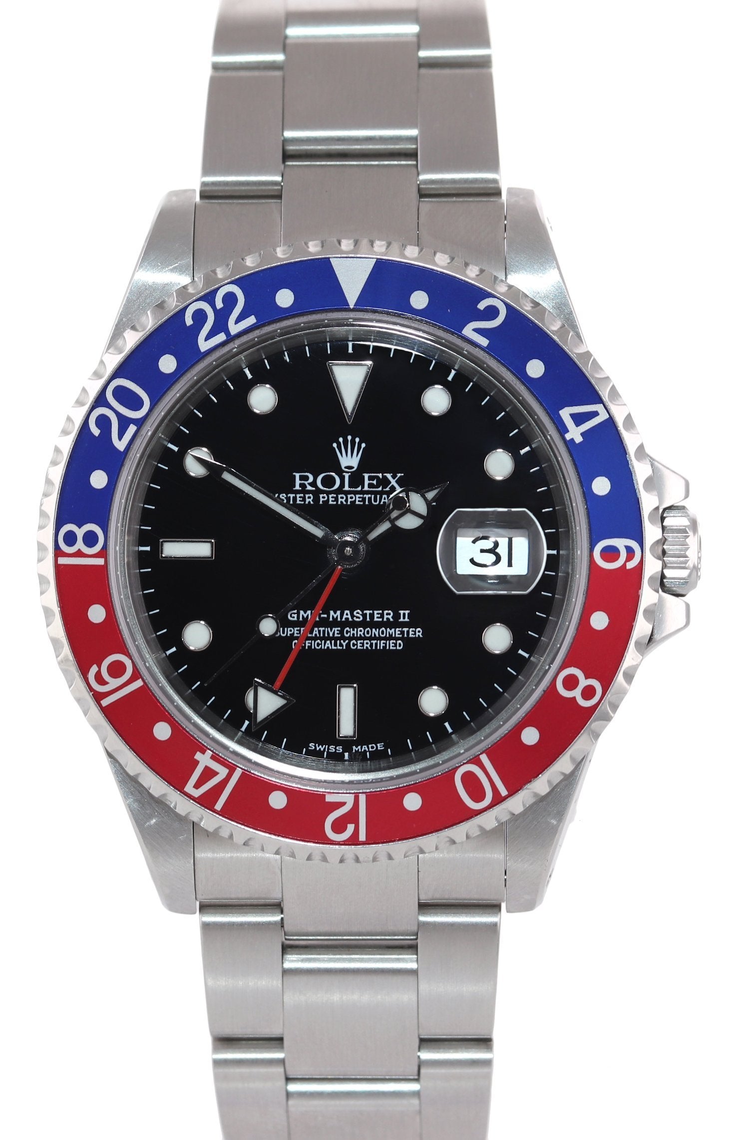 2002 Rolex GMT-Master II Pepsi Steel Blue Red 16710 Watch SEL Box
