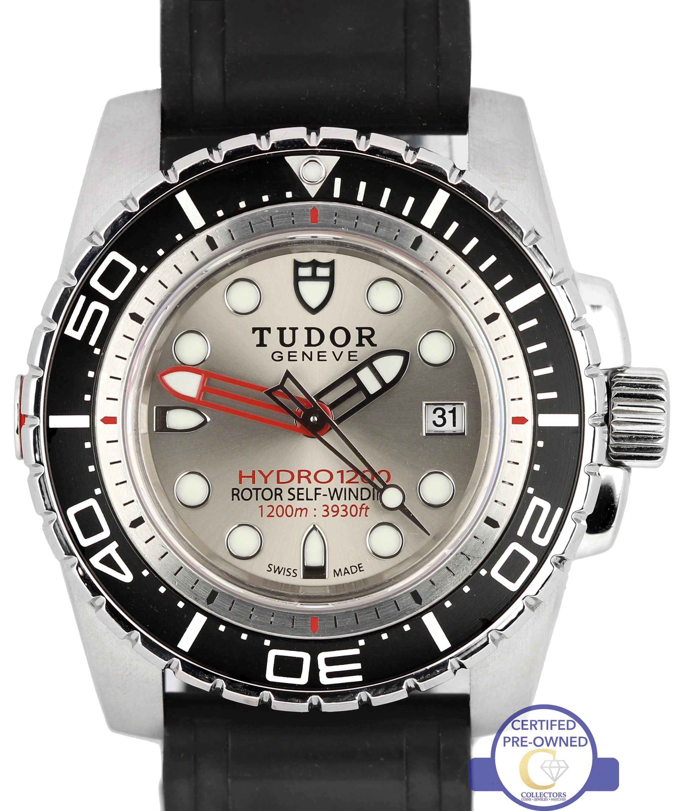 2014 Tudor Hydronaut 1200 Automatic Black 46mm 25000 Rubber Dive Date Watch