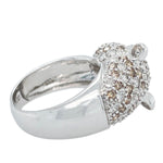 Vintage 2.00ctw White & Champagne Diamond Cluster Cheetah Ring in 14k White Gold
