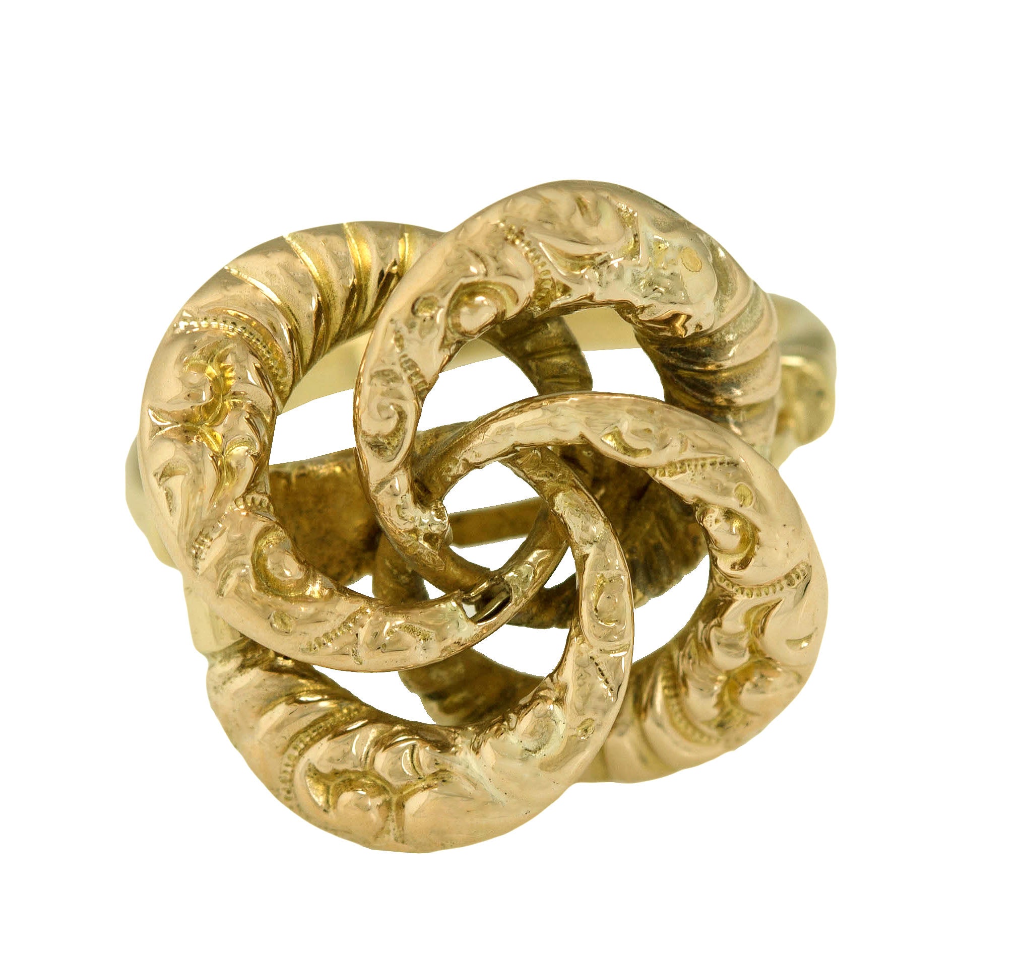 Ladies Vintage Estate 14K Yellow Gold Spiral Floral Filigree Cocktail Ring