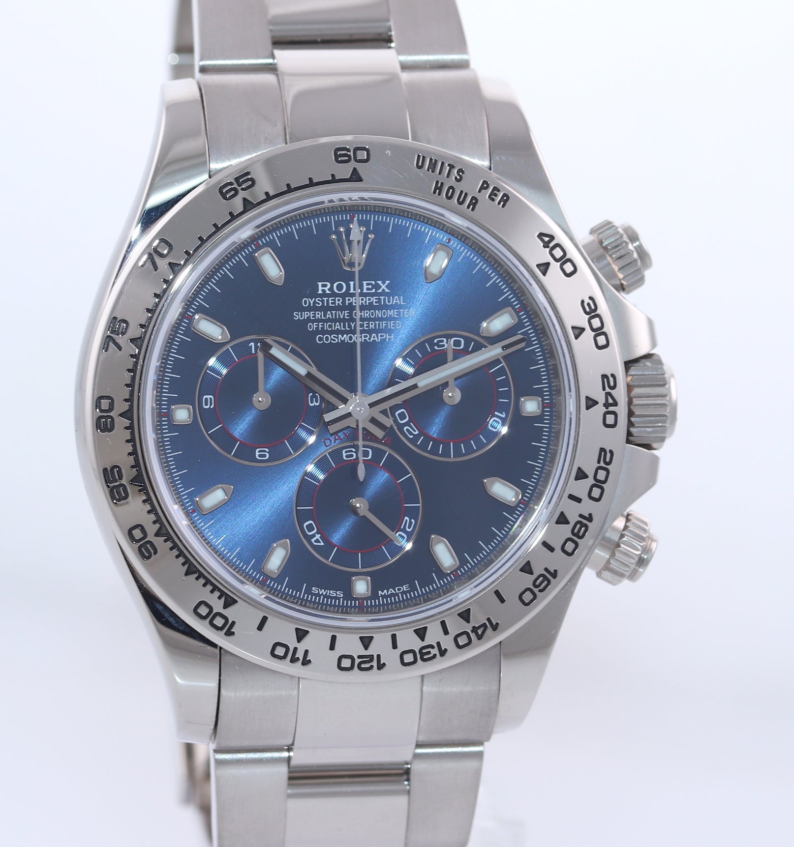MINT 2017 PAPERS Rolex Daytona Blue Dial Chrono 116509 18k White Gold Watch Box