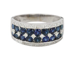 Women's Modern 14K White Gold 0.30ctw Diamond Blue Sapphire Accent 9mm Band Ring