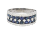Women's Modern 14K White Gold 0.30ctw Diamond Blue Sapphire Accent 9mm Band Ring