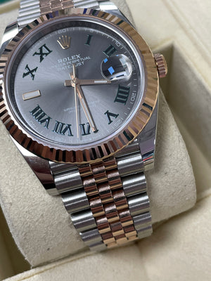 SEP 2021 Rolex DateJust 41 126331 WIMBLEDON Gray Everose Gold 18K Two Tone Watch