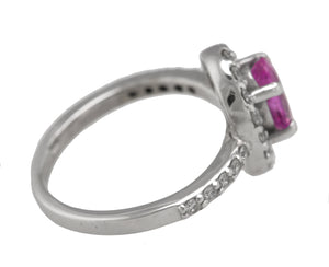 Women's 0.65ctw Pink Sapphire Diamond Halo Anniversary Ring in 14k White Gold