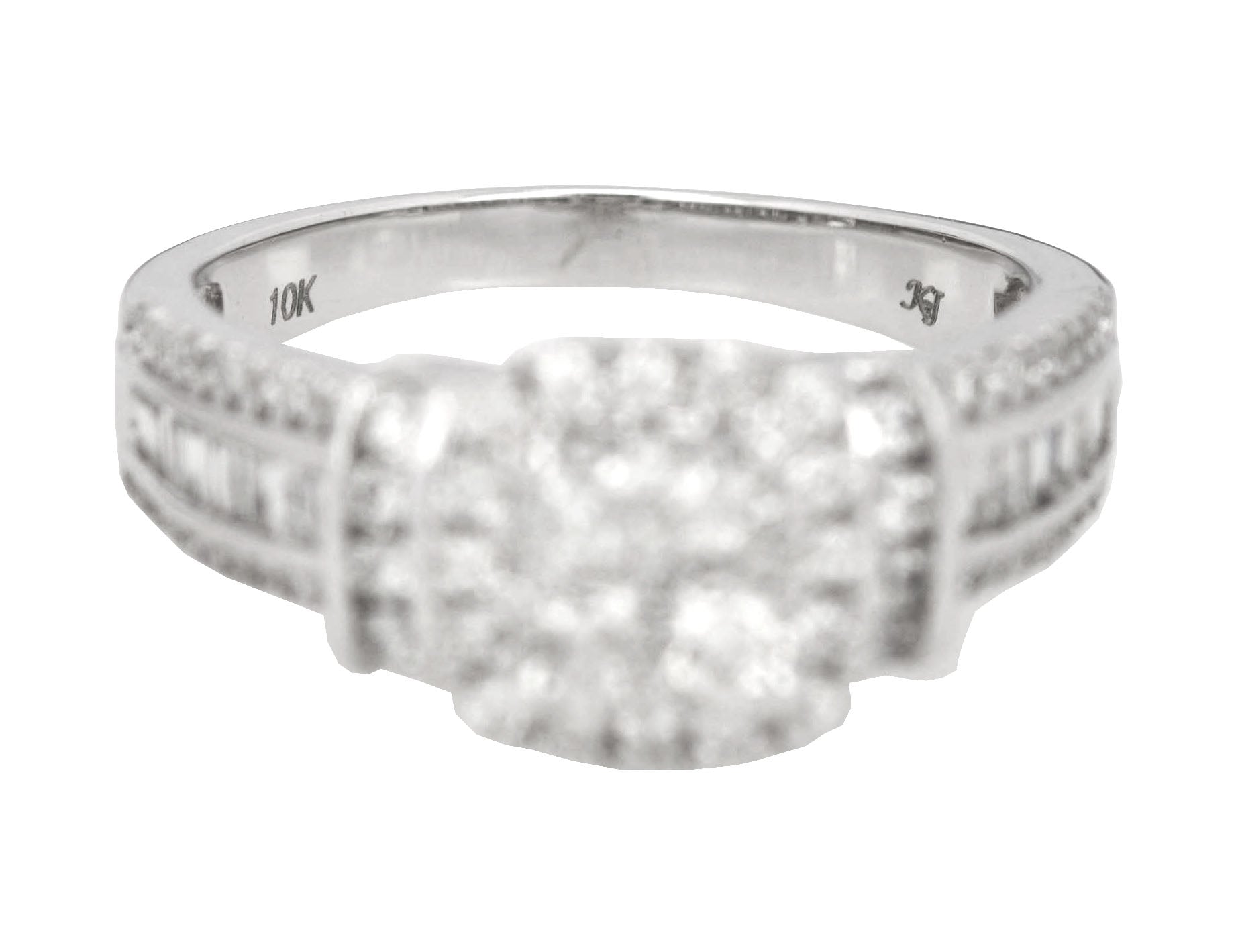 Zales 10K White Gold 1.15ctw Round Diamond Cushion Halo Frame Engagement Ring