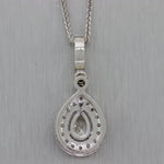 Modern 14k White Gold .82ct Pear Shaped Diamond 1.40ctw Halo 16" Necklace