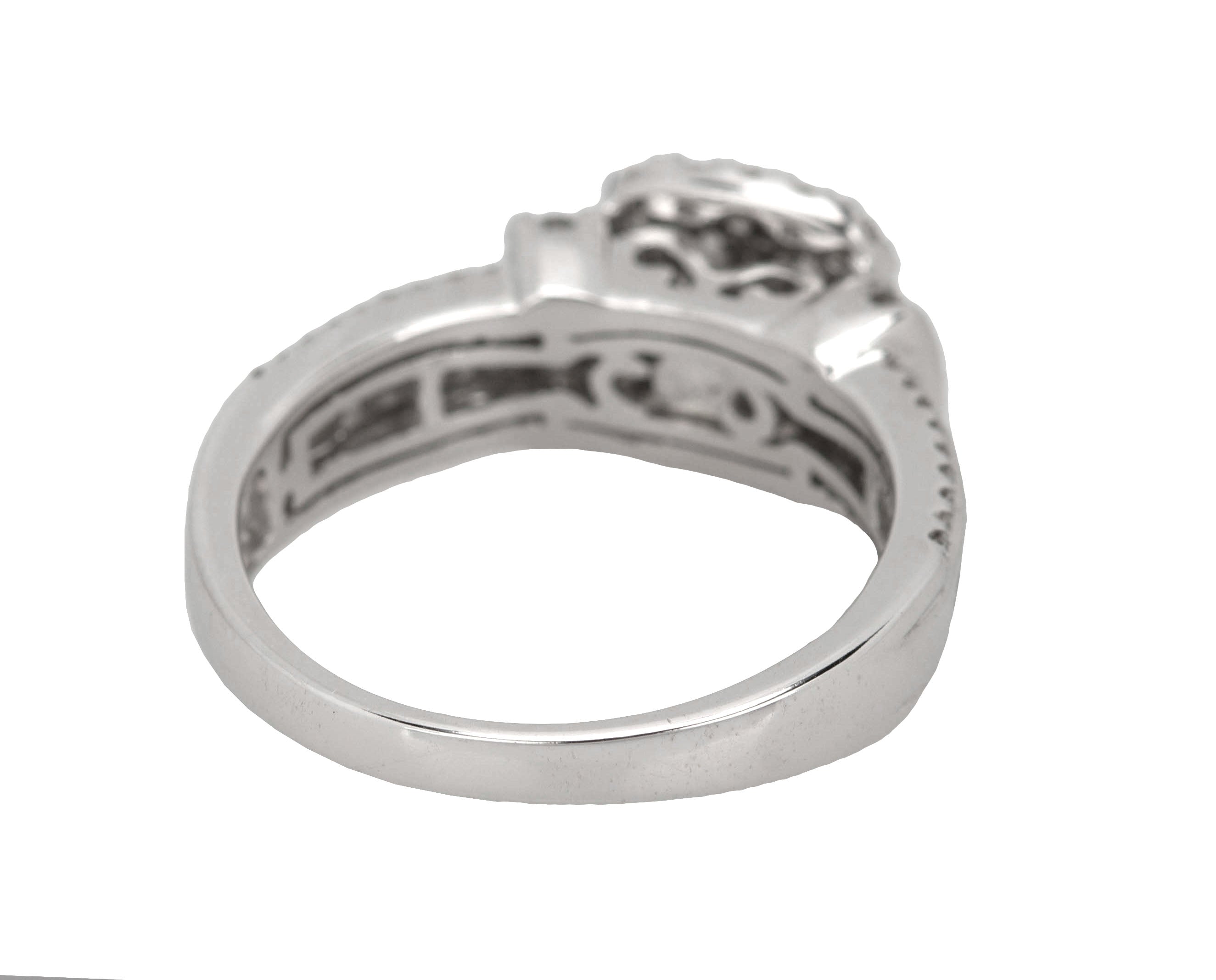 Zales 10K White Gold 1.15ctw Round Diamond Cushion Halo Frame Engagement Ring