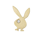 Solid 14K Yellow Gold 0.10 CT Diamond Playboy Bunny Pendant Charm 4.5gr