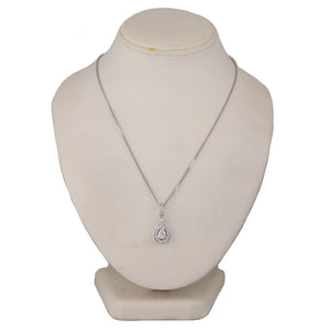 Modern 14k White Gold .82ct Pear Shaped Diamond 1.40ctw Halo 16" Necklace