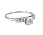Women's Antique Estate 14K White Gold 0.04 CT Diamond Engagement Ring