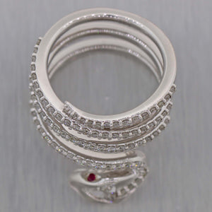 Vintage Estate 14k White Gold 1.58ctw Diamond Snake Ring