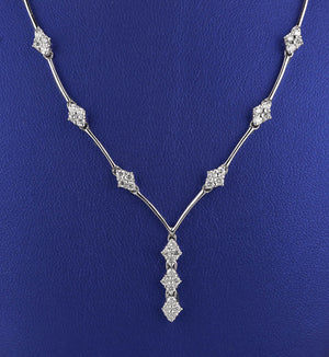 Ladies Vintage Estate 14K White Gold 1.17ctw Diamond Dangling 16.00" Necklace