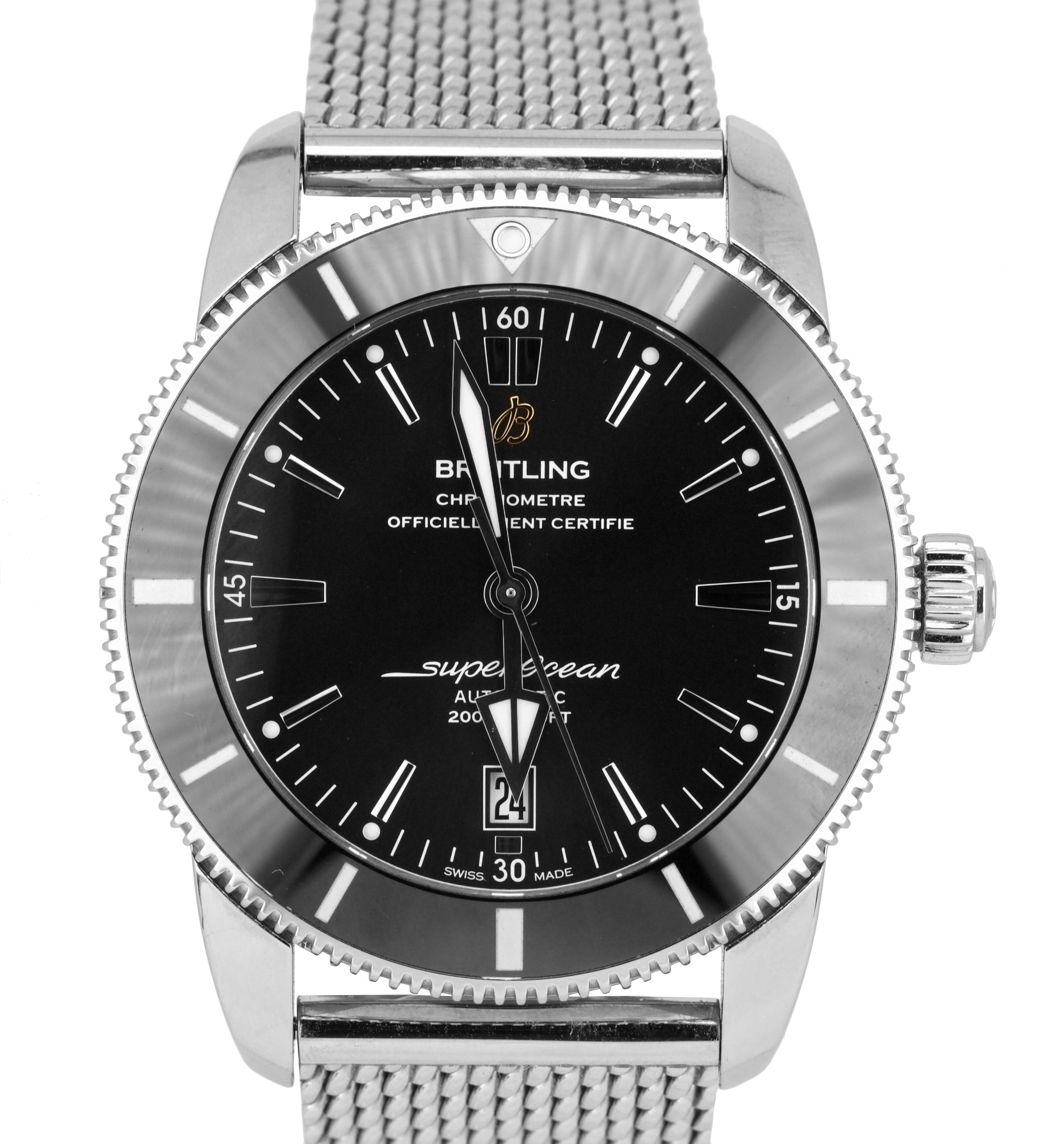 Breitling Superocean Heritage II 46 Black Stainless Mesh AB202012 46mm Watch