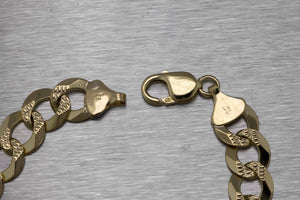 Men's Modern 13mm 14K Yellow Gold 9.00" Textured Curb Cuban Link Chain Bracelet