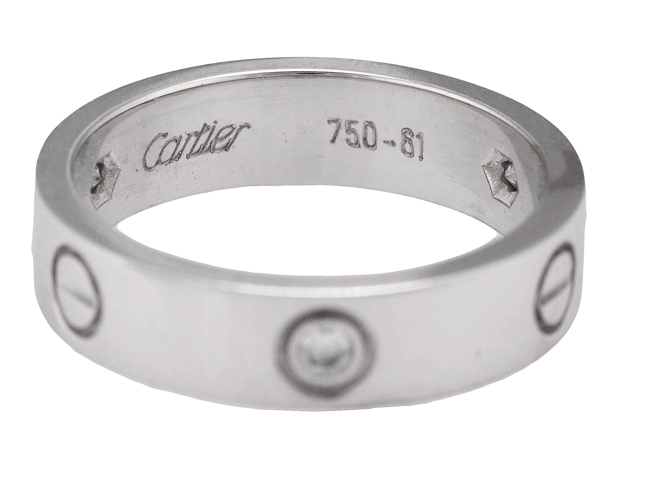 Vintage 1998 Cartier Love 3 Diamond 18K 750 White Gold Screw Band Ring Size: 61