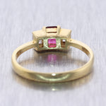 Vintage Estate 14k Yellow Gold 0.63ctw Pink Tourmaline & Diamond Band Ring