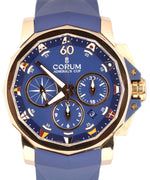 Corum Admiral's Cup Challenge 44mm Blue 18K Rose Gold Chronograph 01.0023 Watch