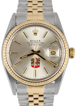 MINT Rolex DateJust 36mm 16013 UAE Silver Two-Tone Gold Stainless Jubilee Watch