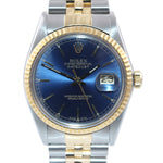 Blue Rolex DateJust 16013 two tone Yellow Gold Steel Fluted Jubilee Watch Box