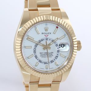 PAPERS JULY 2020 NEW Rolex Sky-Dweller 42mm 18k Yellow Gold White 326938 Watch